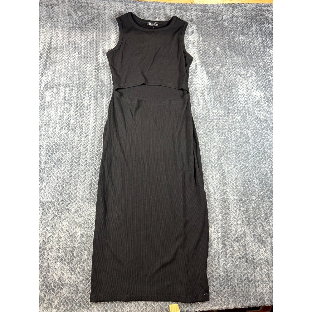 Prettygarden Pencil Dress‎ Womens Medium Black Ribbed Cut Out Cocktail Party